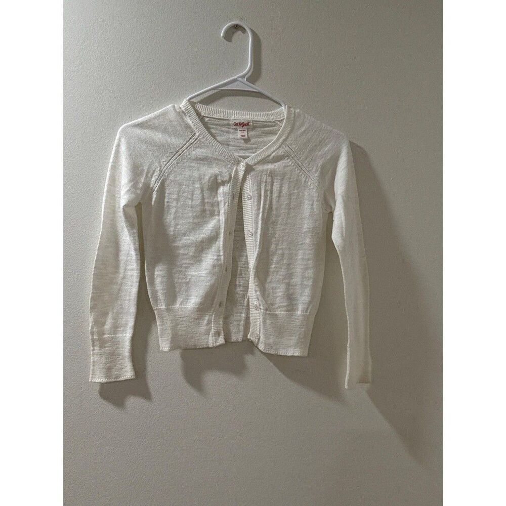 Cat&Jack Girls Button White Cardigan Size Small 6/6X
